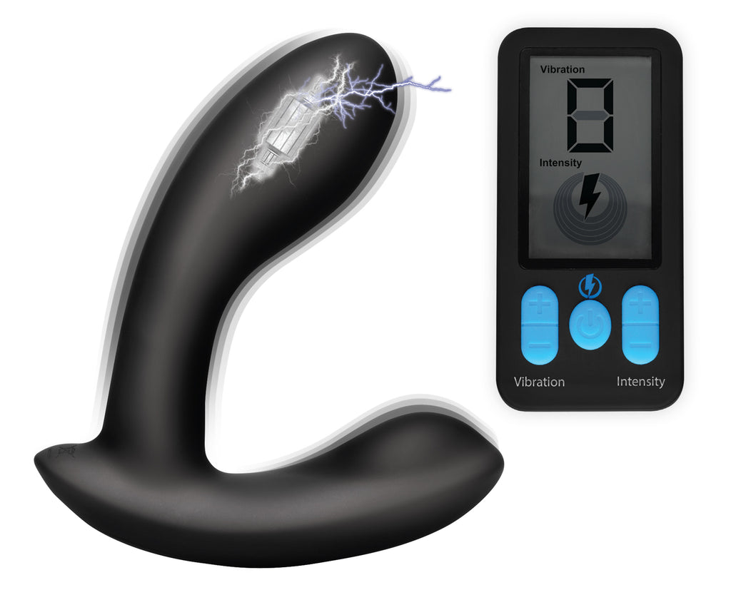 Zeus Electrosex E-Stim Pro Silicone Vibrating Prostate Massager with Remote Control Black