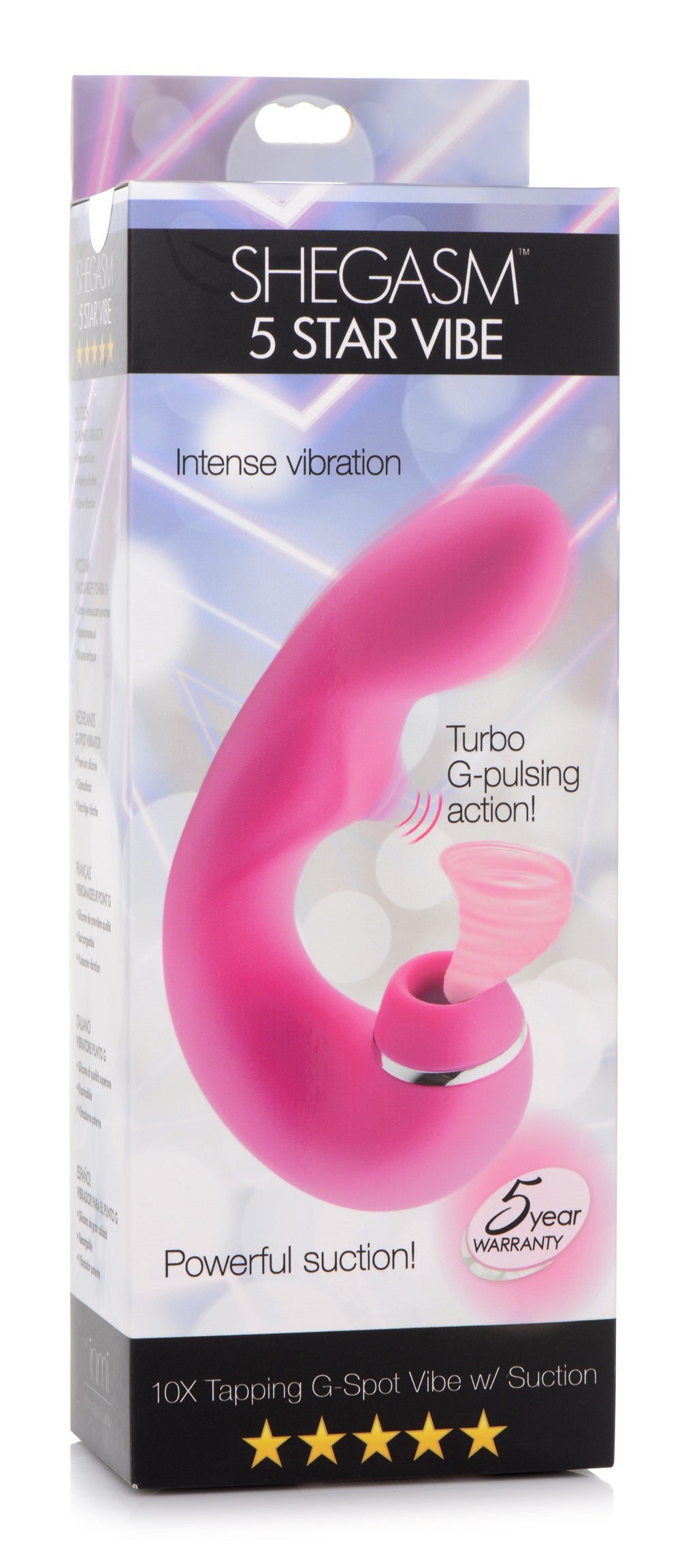 Shegasm Shegasm 5 Star 10X Tapping G-Spot Silicone Vibrator with Suction - Pink Pink