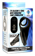 Trinity Men 7X Silicone C-Ring with Vibrating Taint Stimulator Black