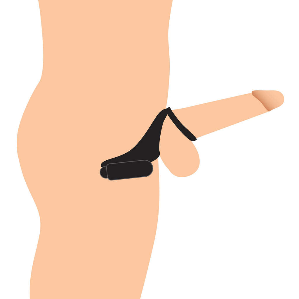 Trinity Men 7X Silicone C-Ring with Vibrating Taint Stimulator Black