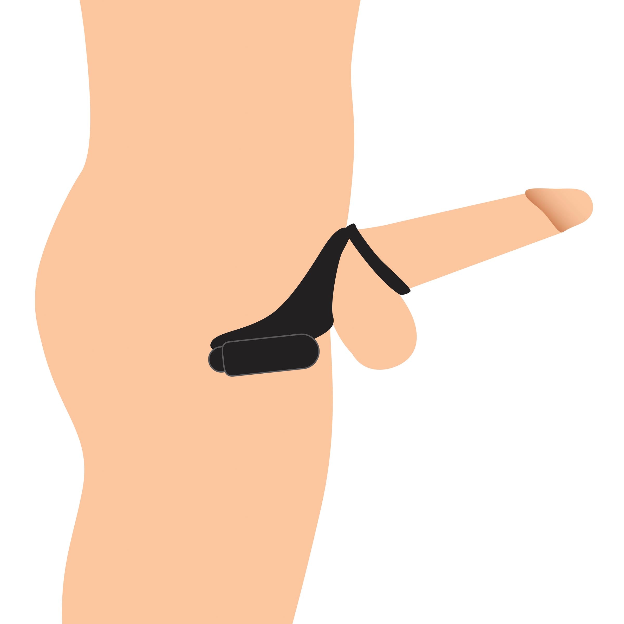 Trinity Men 7X Silicone C-Ring with Vibrating Taint Stimulator Black