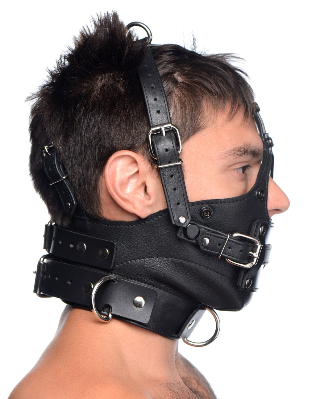 Strict Leather Leather Head Harness with Removeable Gag Black