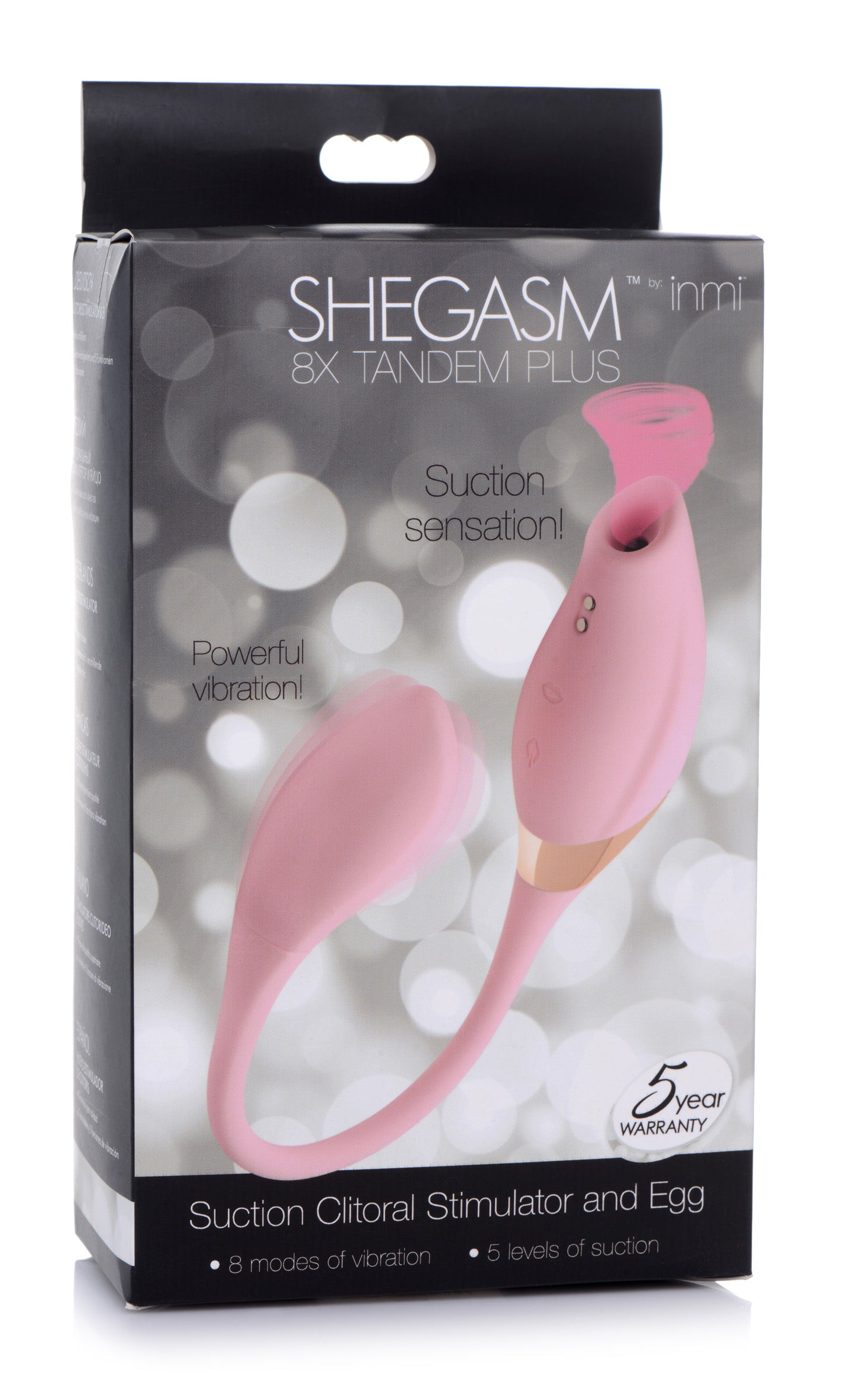 Shegasm Shegasm 8X Tandem Plus Silicone Suction Clitoral Stimulator and Egg Pink