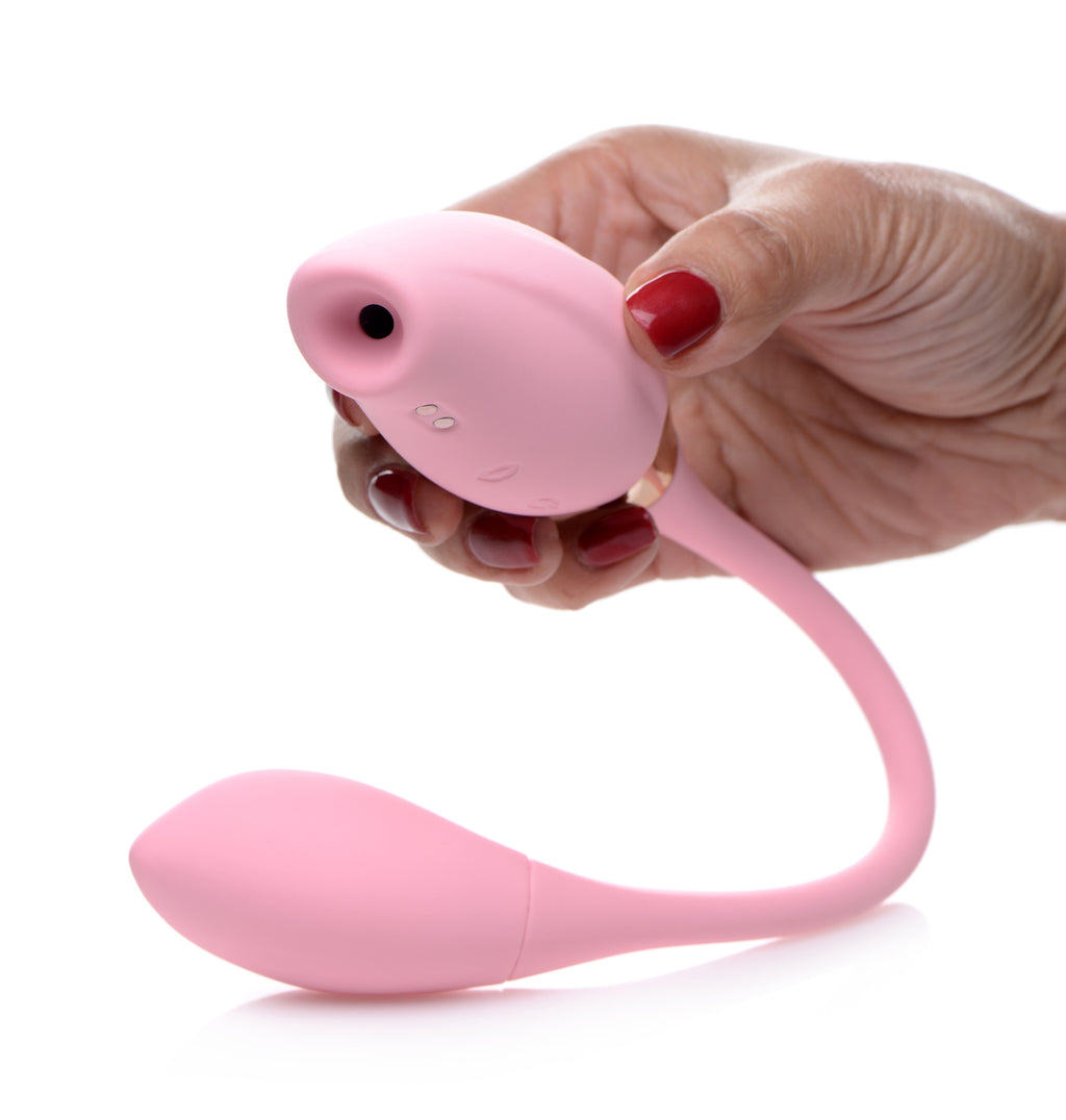 Shegasm Shegasm 8X Tandem Plus Silicone Suction Clitoral Stimulator and Egg Pink