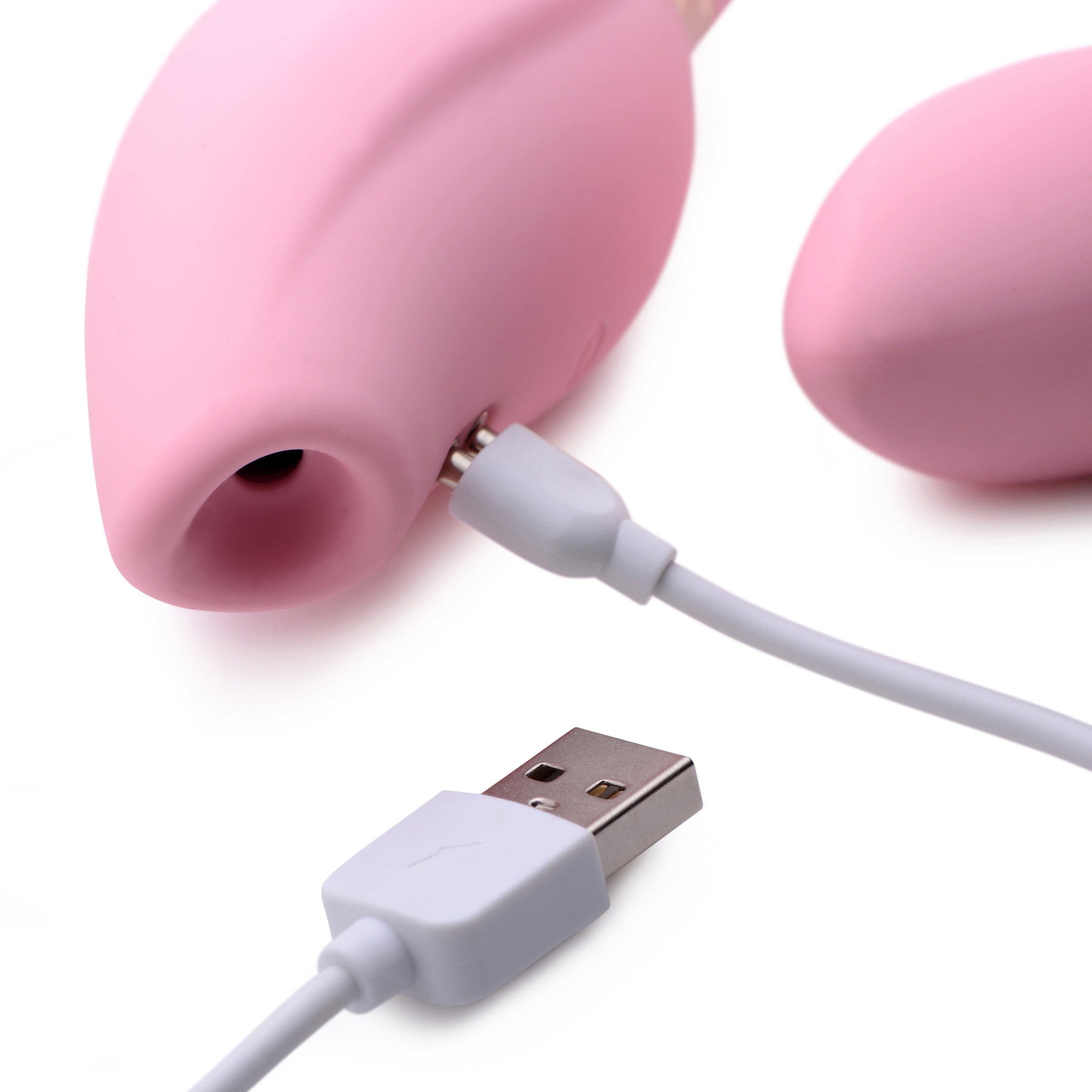 Shegasm Shegasm 8X Tandem Plus Silicone Suction Clitoral Stimulator and Egg Pink