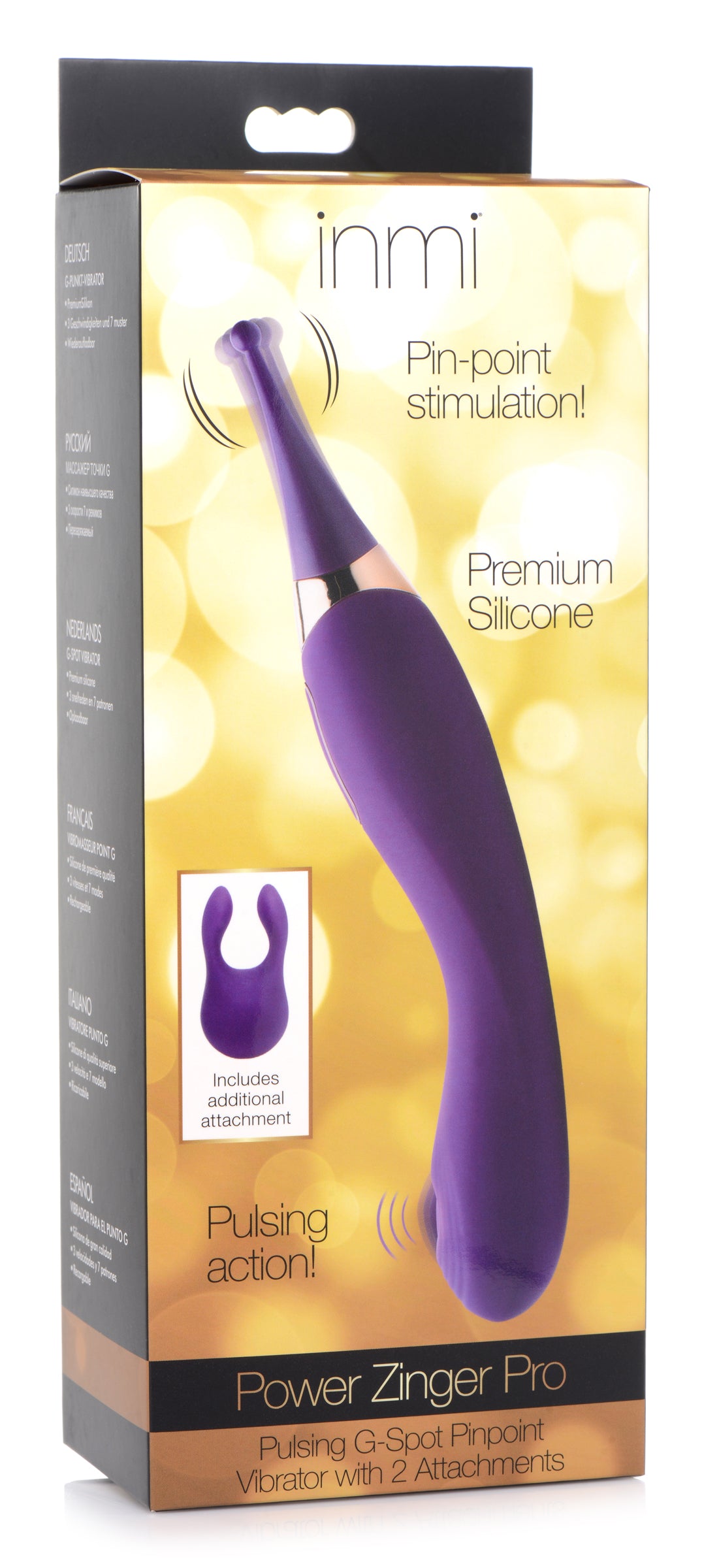 Inmi Pulsing G-spot Pinpoint Silicone Vibrator with Attachments Purple