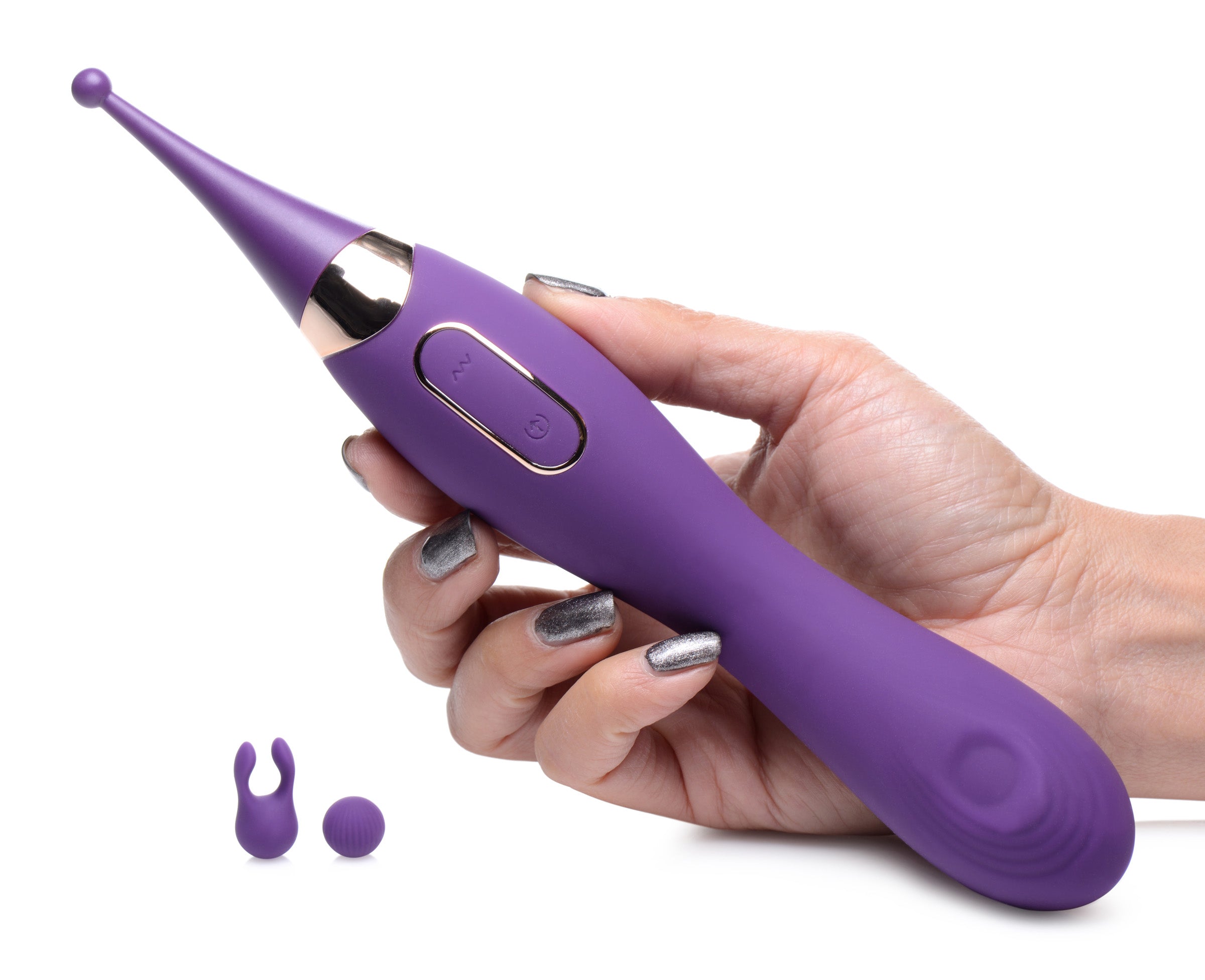 Inmi Pulsing G-spot Pinpoint Silicone Vibrator with Attachments Purple