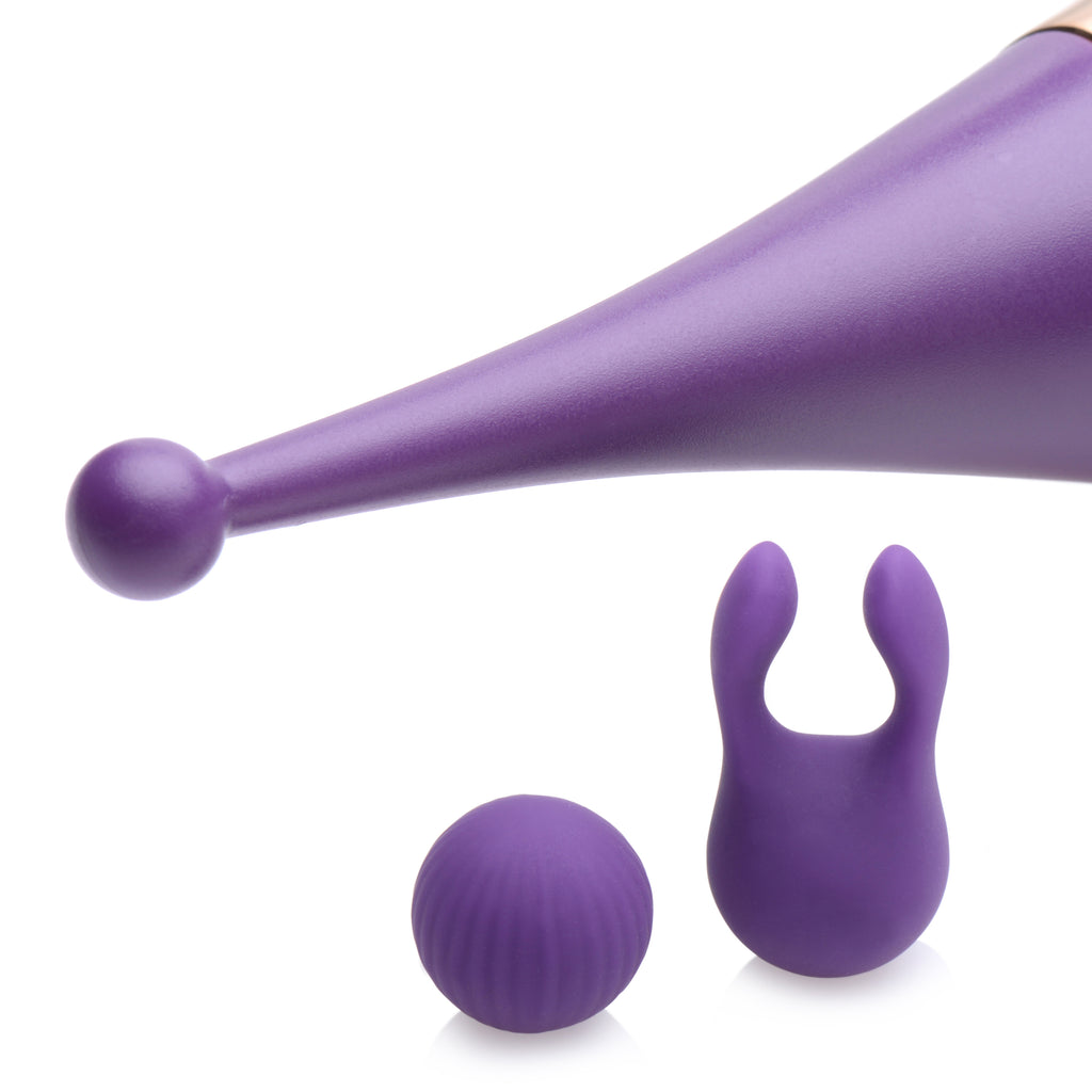 Inmi Pulsing G-spot Pinpoint Silicone Vibrator with Attachments Purple