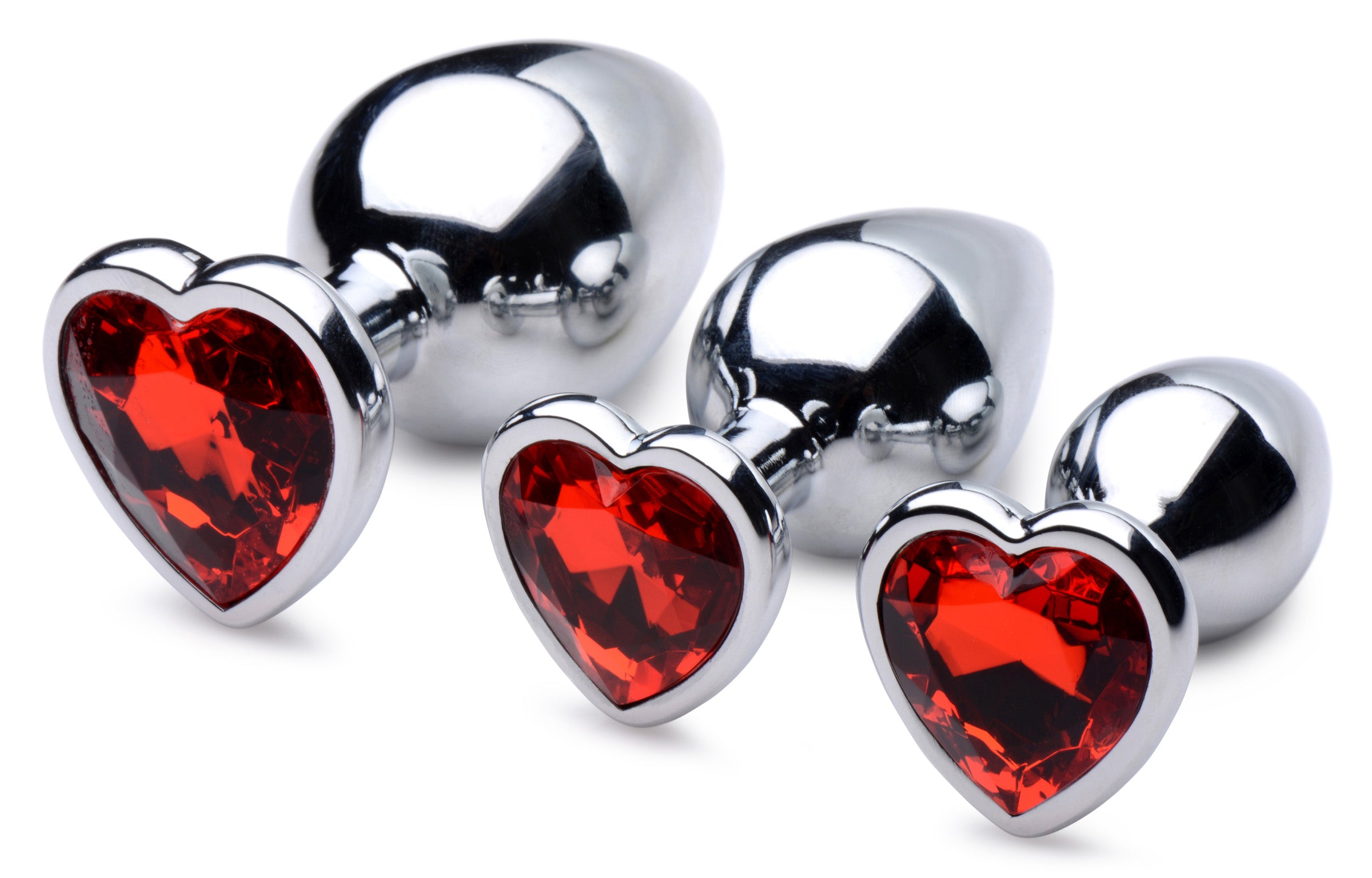 Booty Sparks Red Heart Gem Anal Plug Set Red