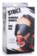 Strict Blindfold Harness and Red Ball Gag Red