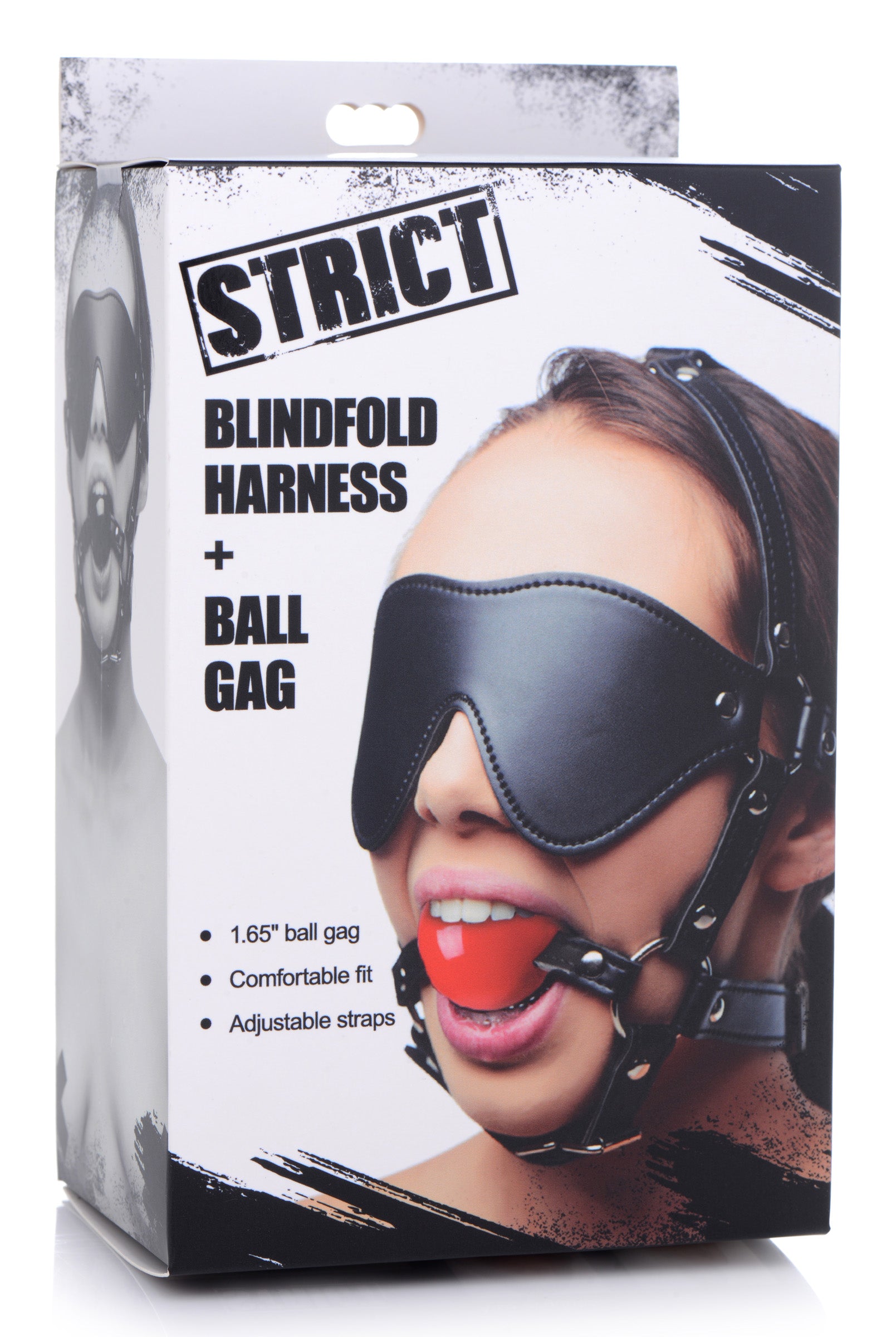 Strict Blindfold Harness and Red Ball Gag Red