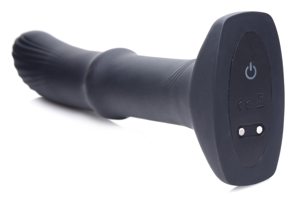 ThunderPlugs Sliding Shaft Silicone Anal Vibrating Plug Black