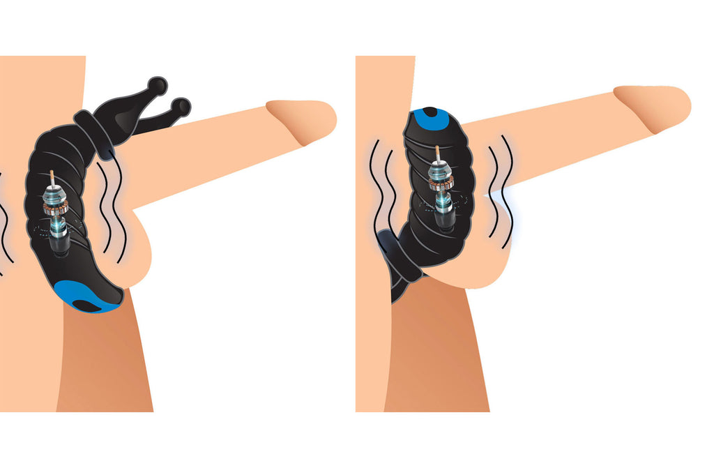 Trinity Men 10X Cobra Dual Stimulation Silicone Cock Ring Black