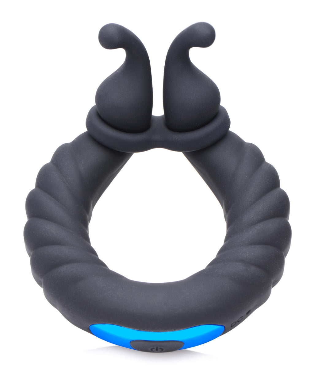 Trinity Men 10X Cobra Dual Stimulation Silicone Cock Ring Black