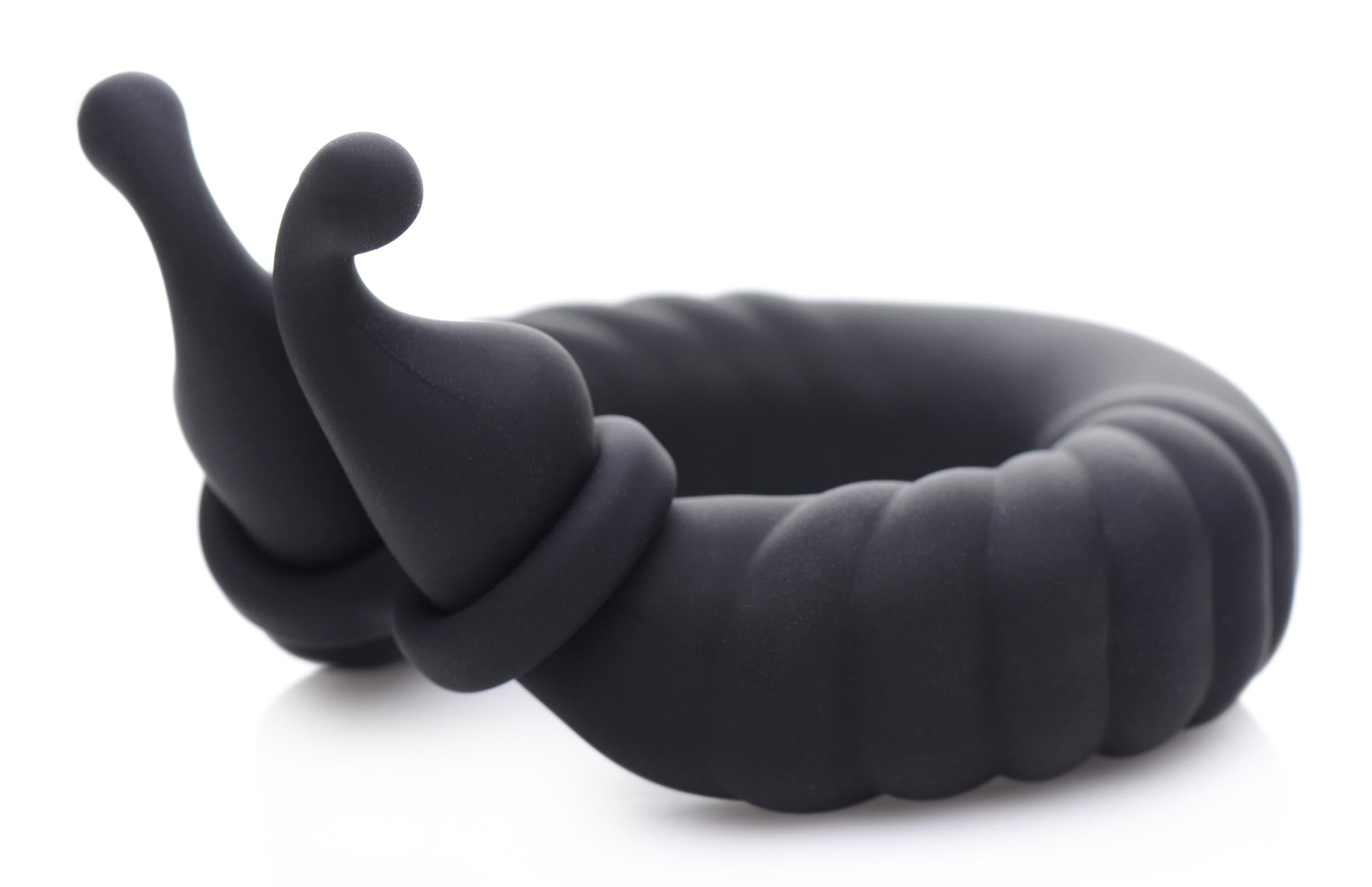 Trinity Men 10X Cobra Dual Stimulation Silicone Cock Ring Black