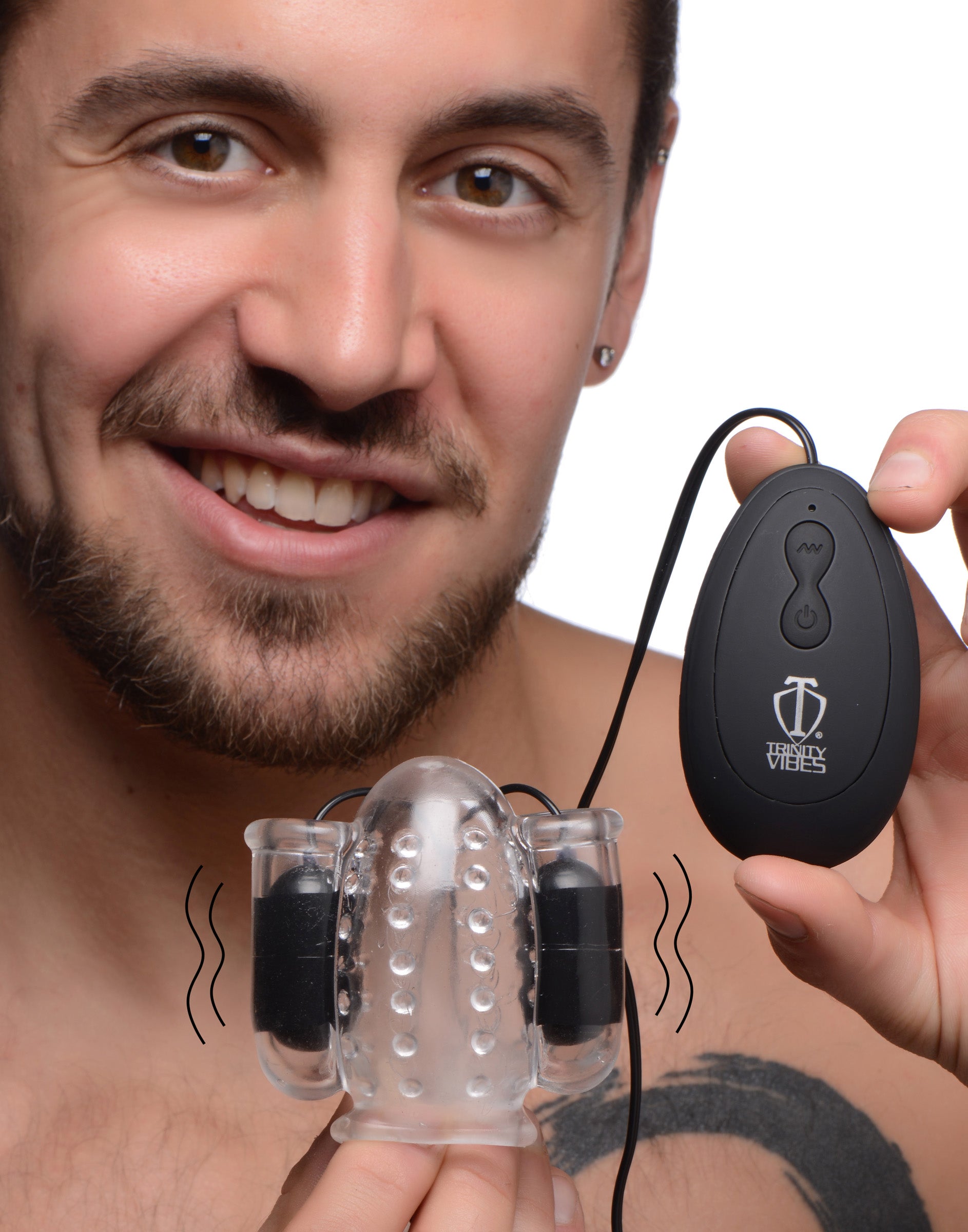 Trinity Men 20X Deluxe Dual Vibrating Head Teaser Clear