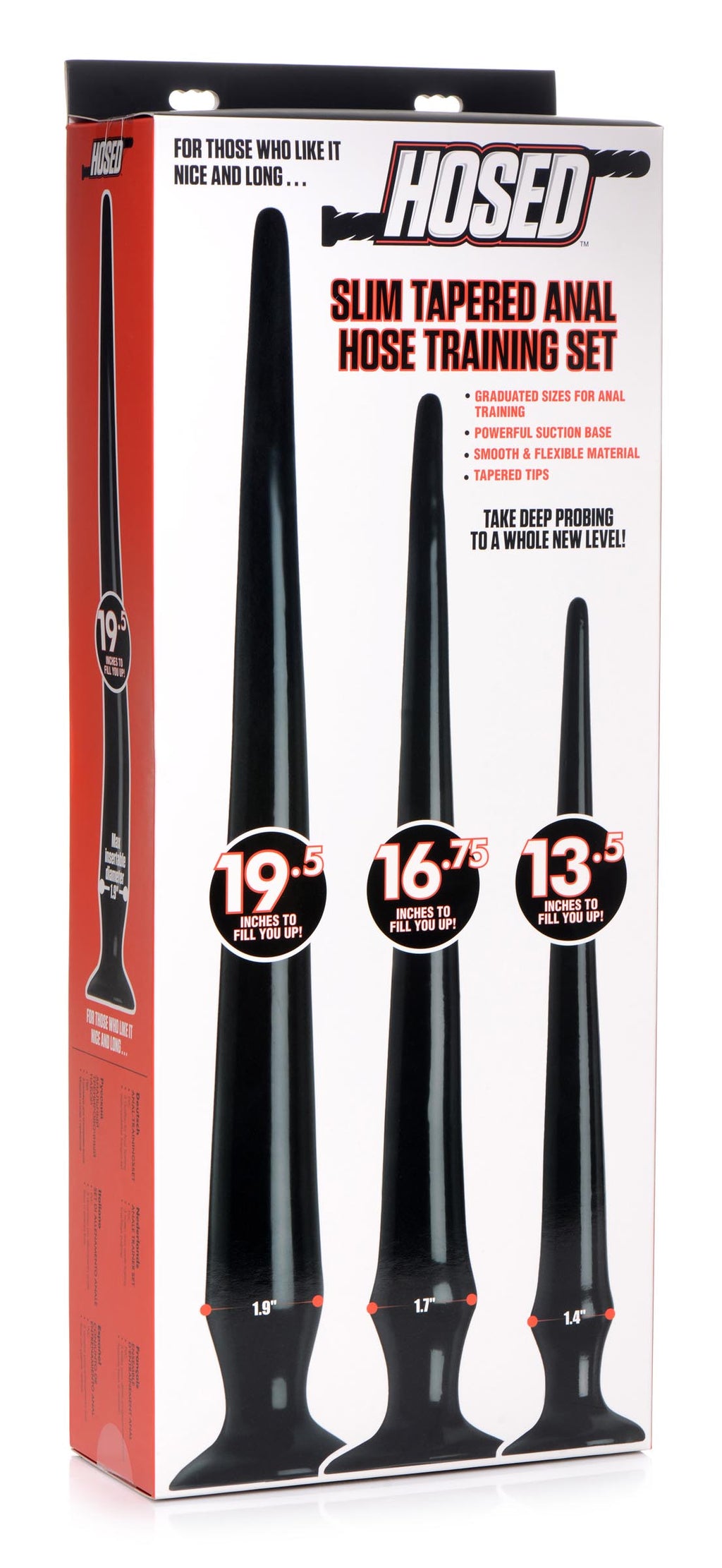 Hosed Slim Tapered Anal Hose Training Set Black