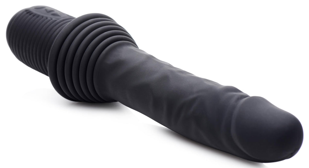 Master Series 10X Silicone Vibrating and Thrusting Dildo Black