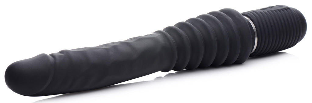 Master Series 10X Silicone Vibrating and Thrusting Dildo Black