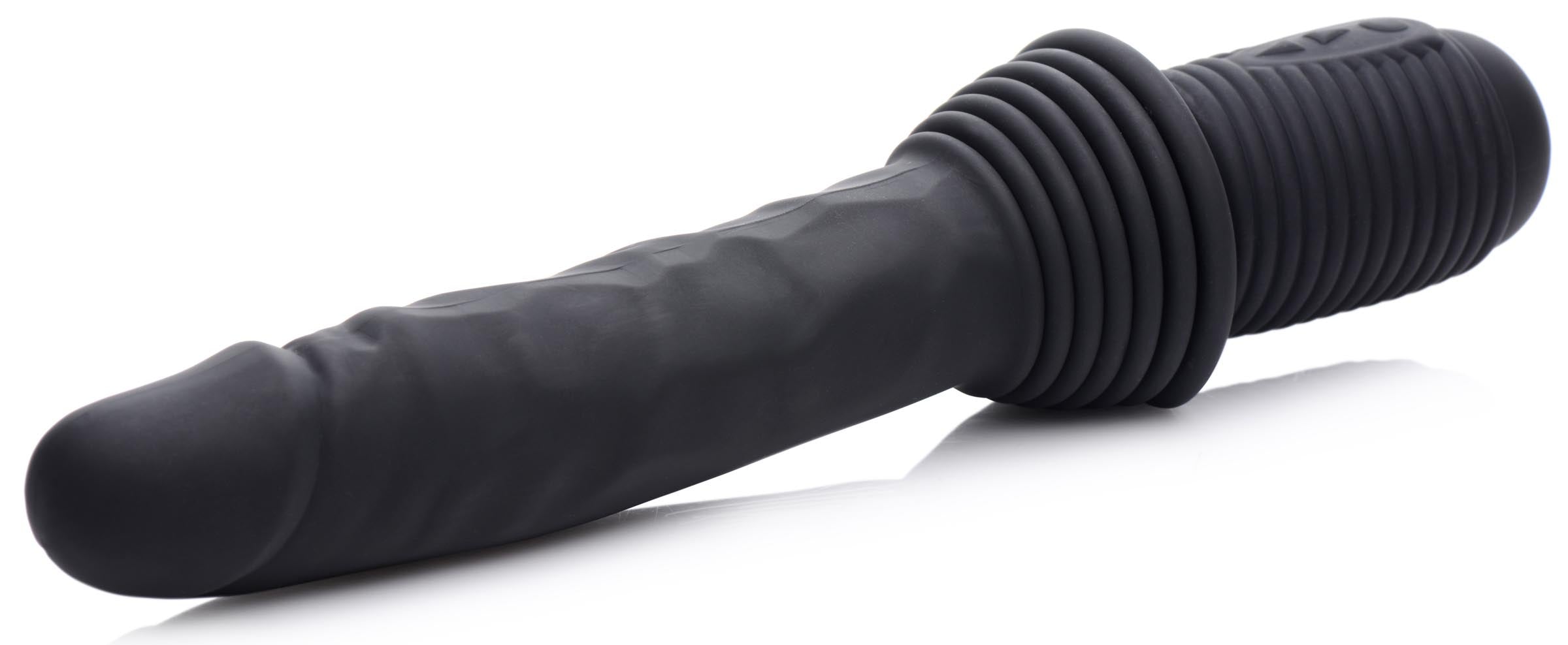 Master Series 10X Silicone Vibrating and Thrusting Dildo Black