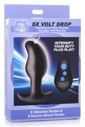 Zeus Electrosex 8X Volt Drop Vibrating and E-Stim Silicone Prostate Massager with Remote Black