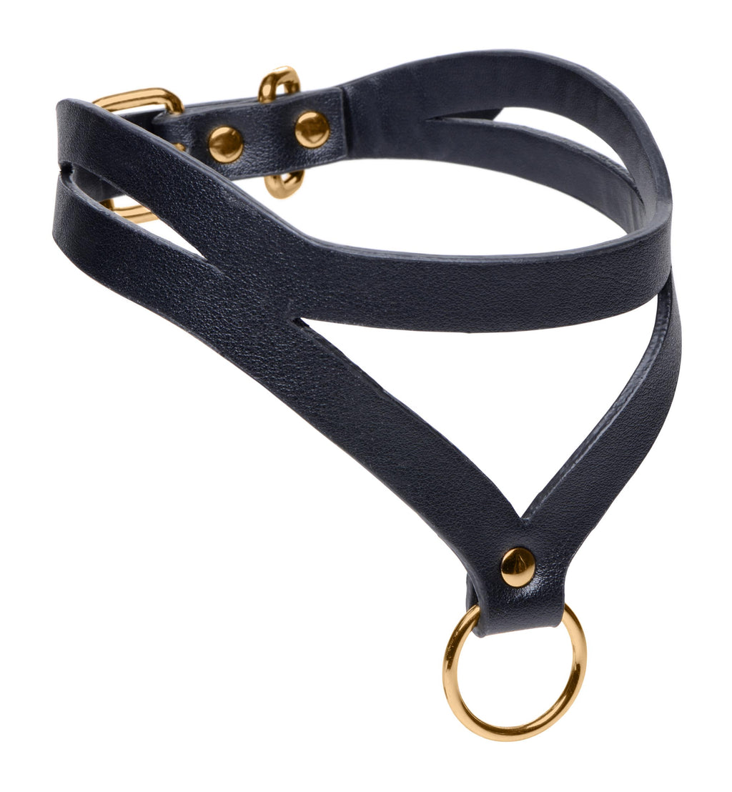 Master Series Bondage Baddie Black and Gold Collar with O-Ring Black