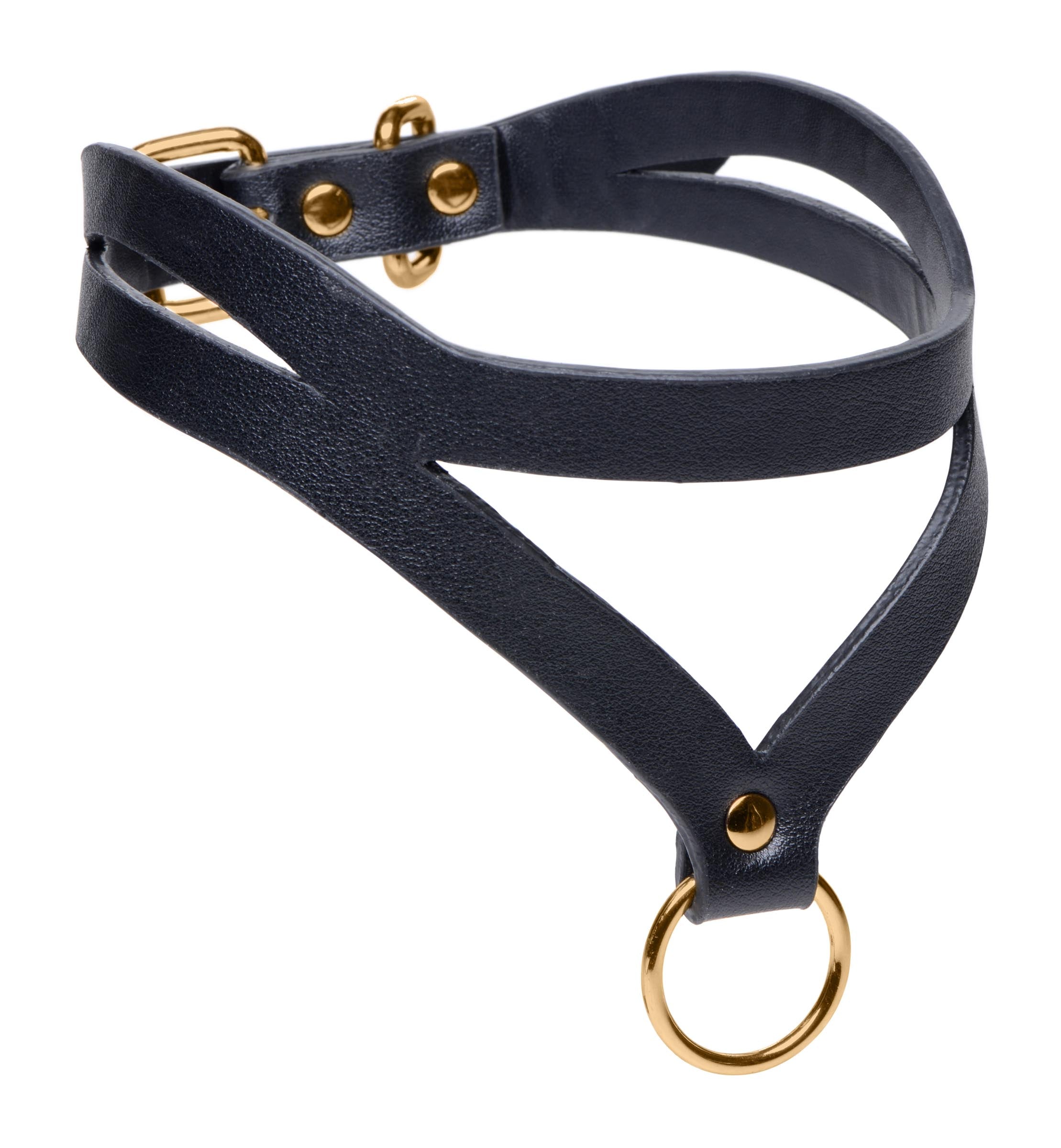 Master Series Bondage Baddie Black and Gold Collar with O-Ring Black
