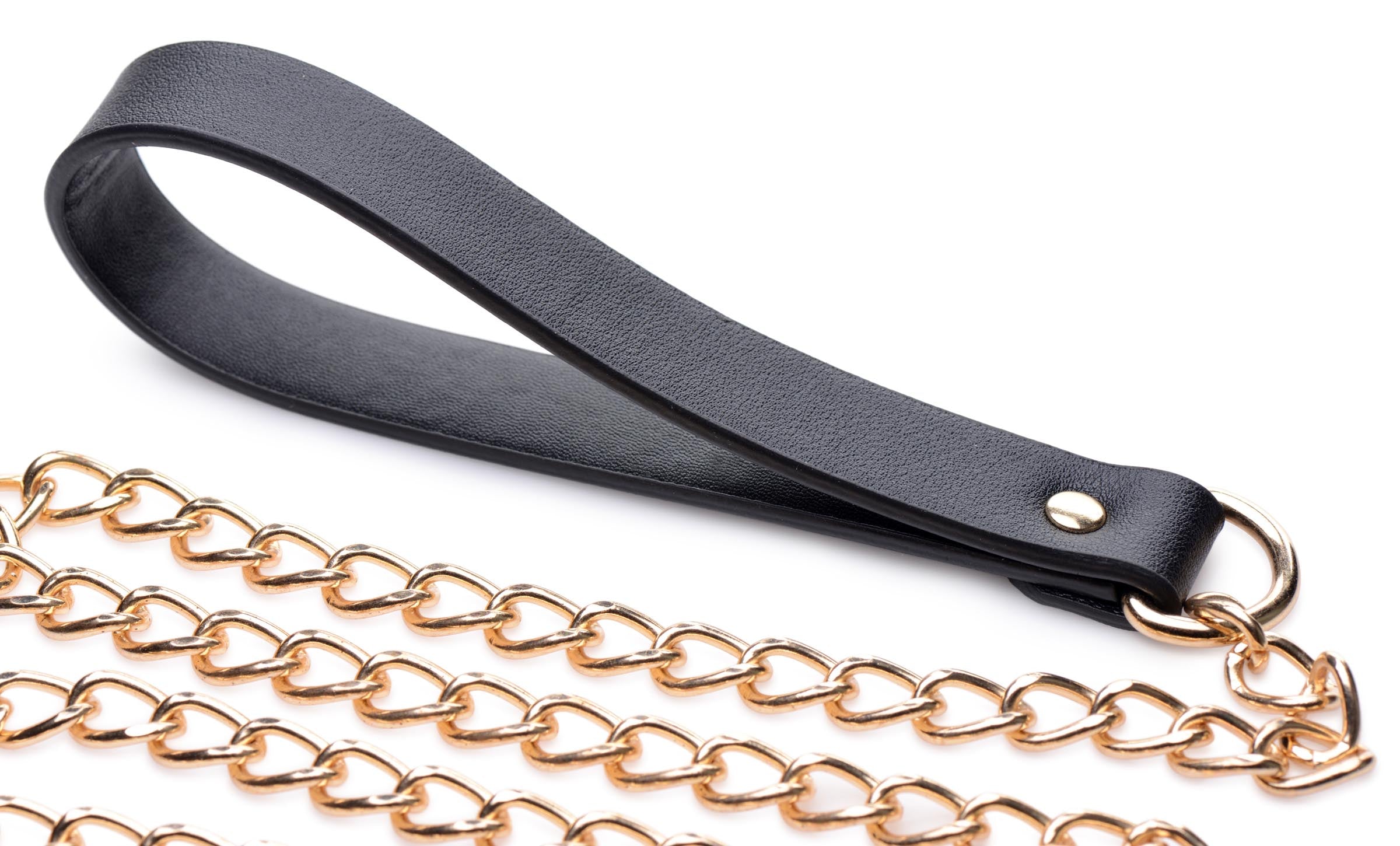 Master Series Leashed Lover Black and Gold Chain Leash Yellow