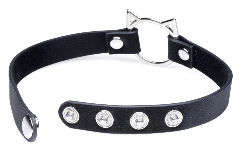Master Series Kinky Kitty Ring Slim Choker - Black Black