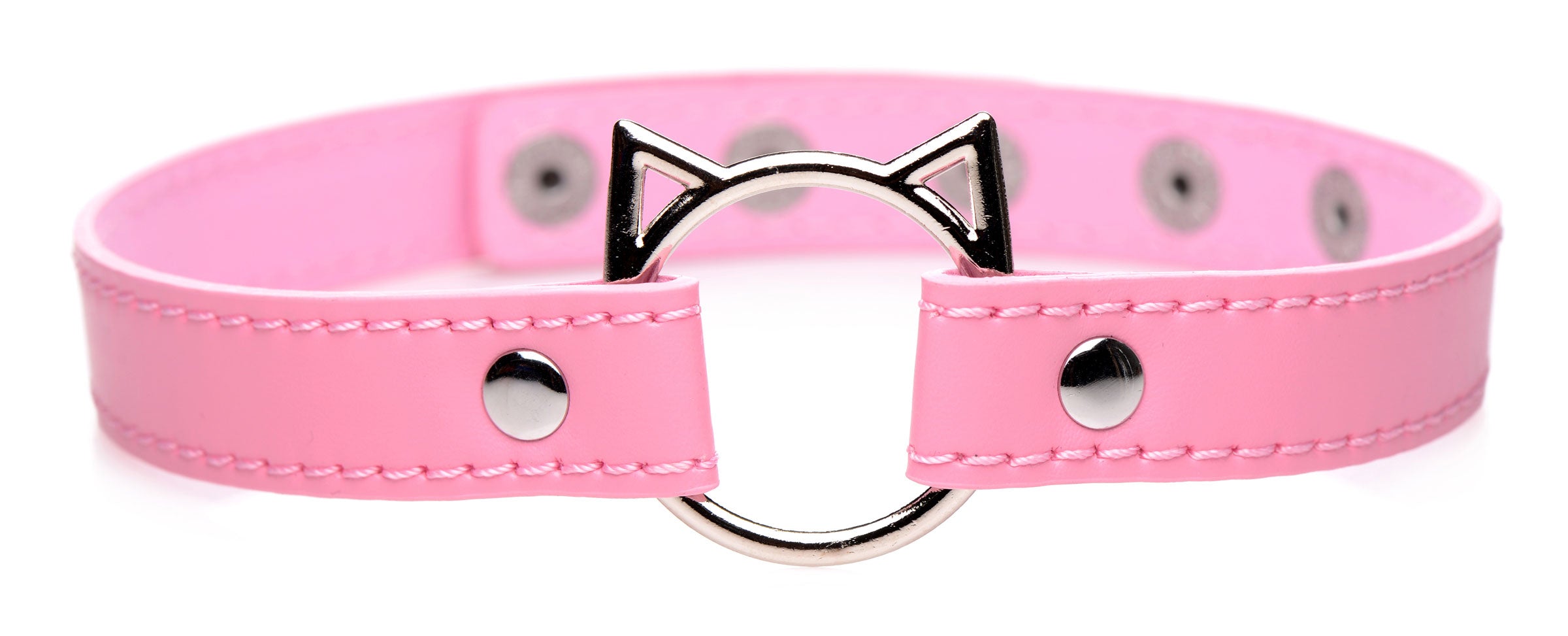 Master Series Kinky Kitty Ring Slim Choker - Black Pink