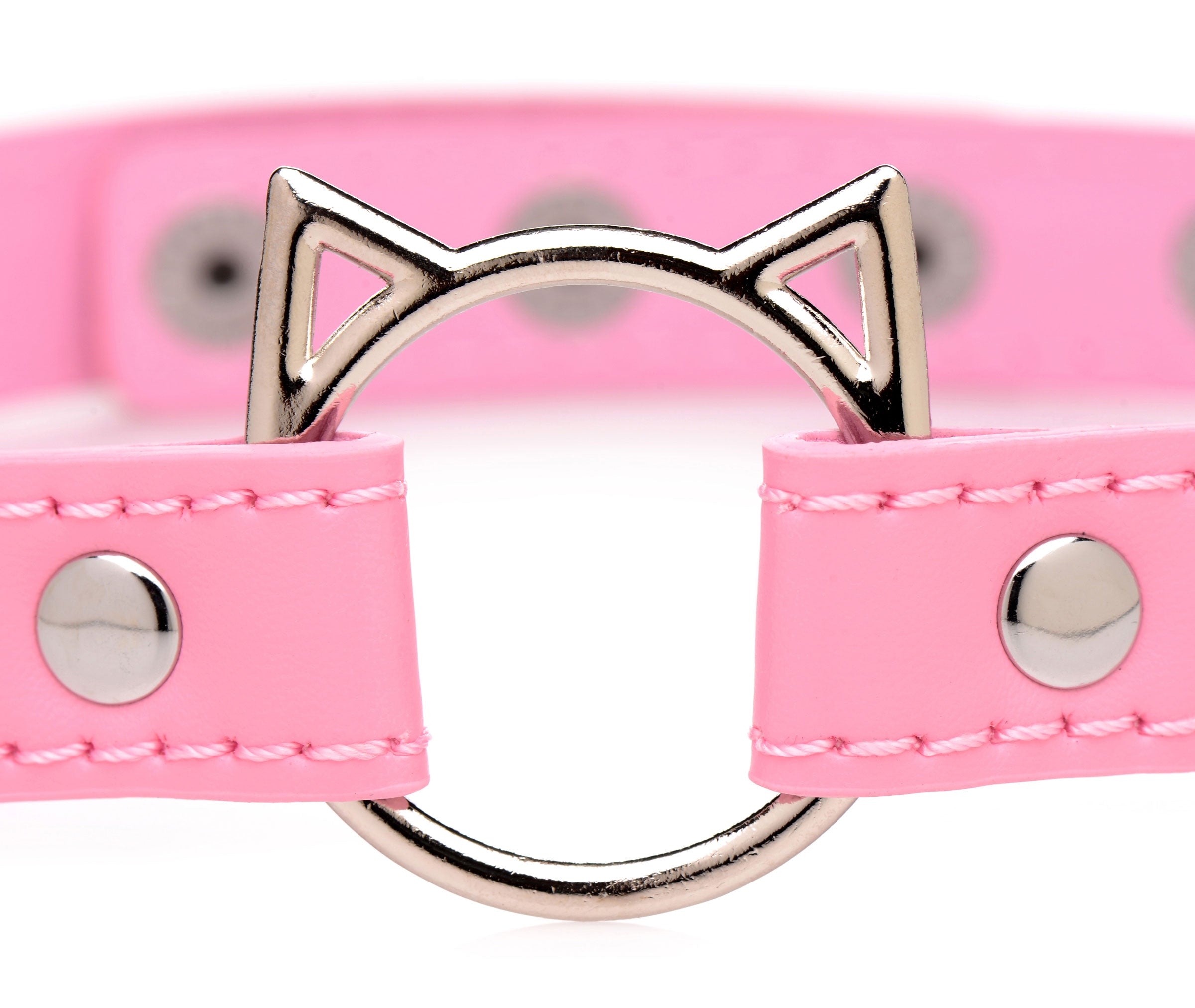 Master Series Kinky Kitty Ring Slim Choker - Black Pink