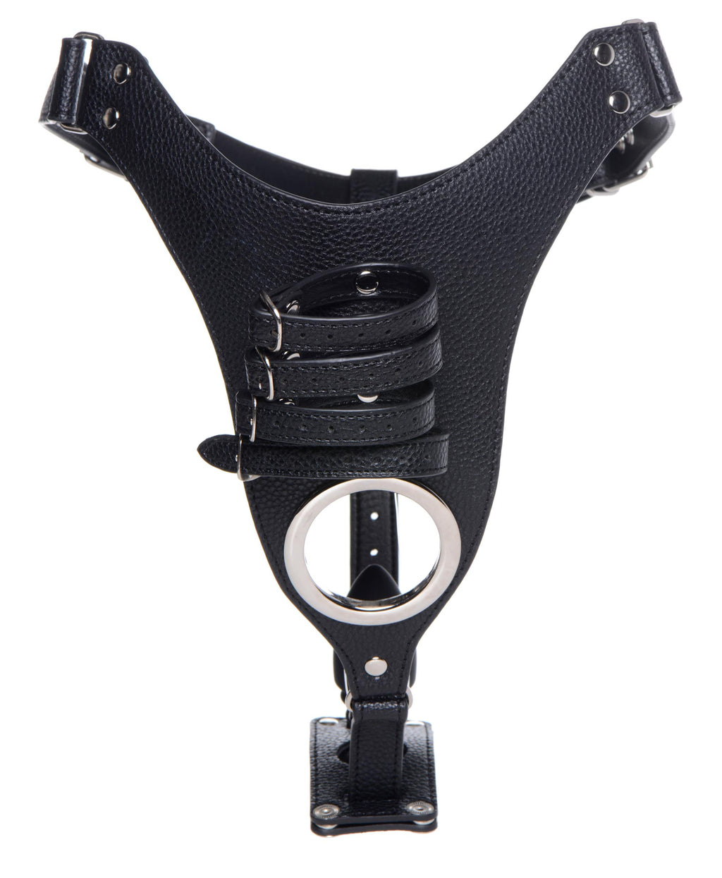 Strict Male Chastity Harness with Silicone Anal Plug Black