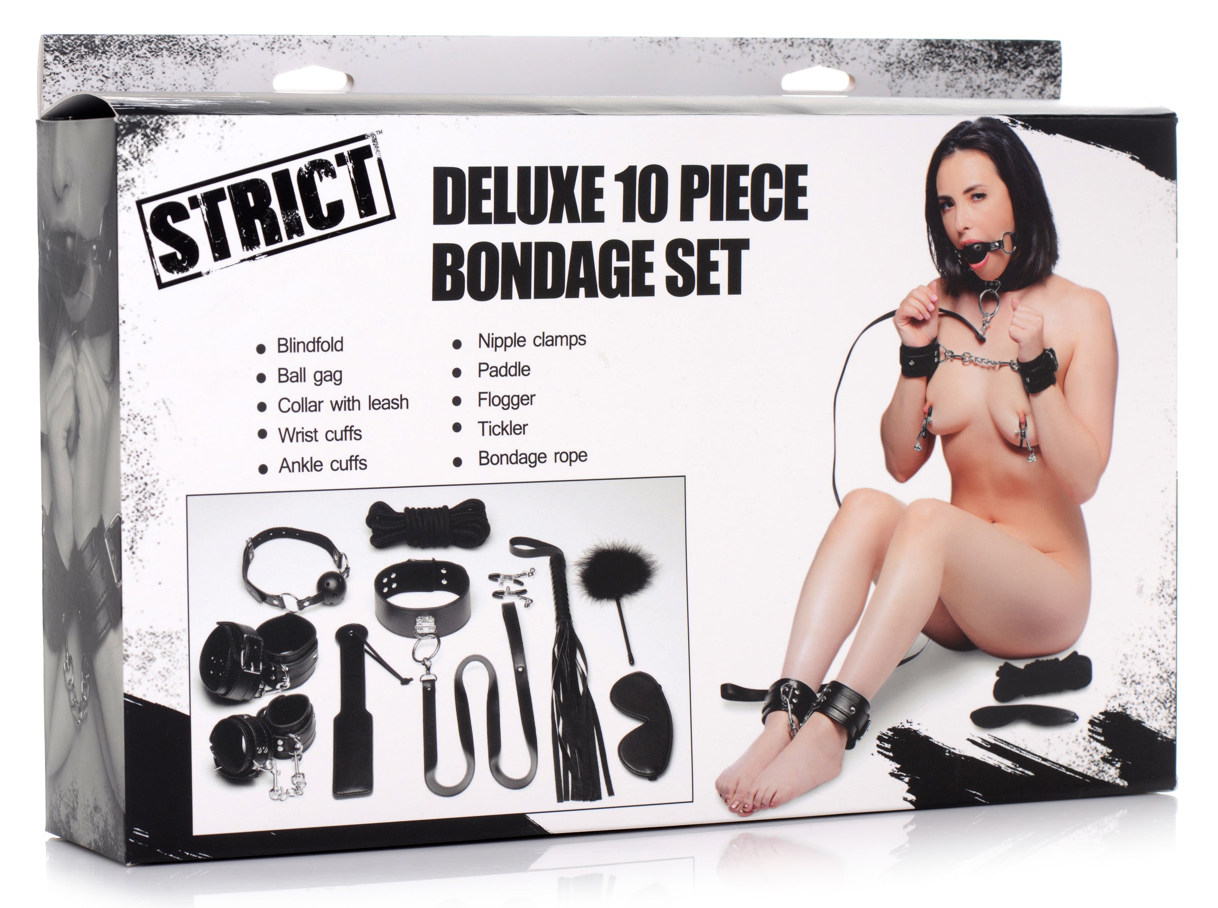 Strict Deluxe 10 Piece Bondage Set Black