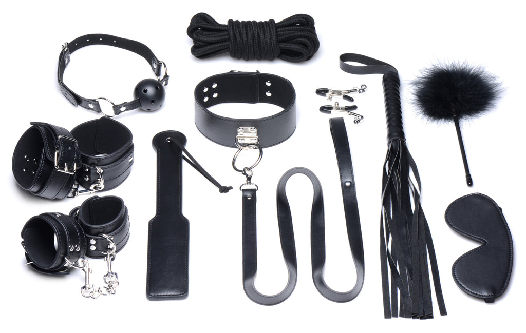 Strict Deluxe 10 Piece Bondage Set Black