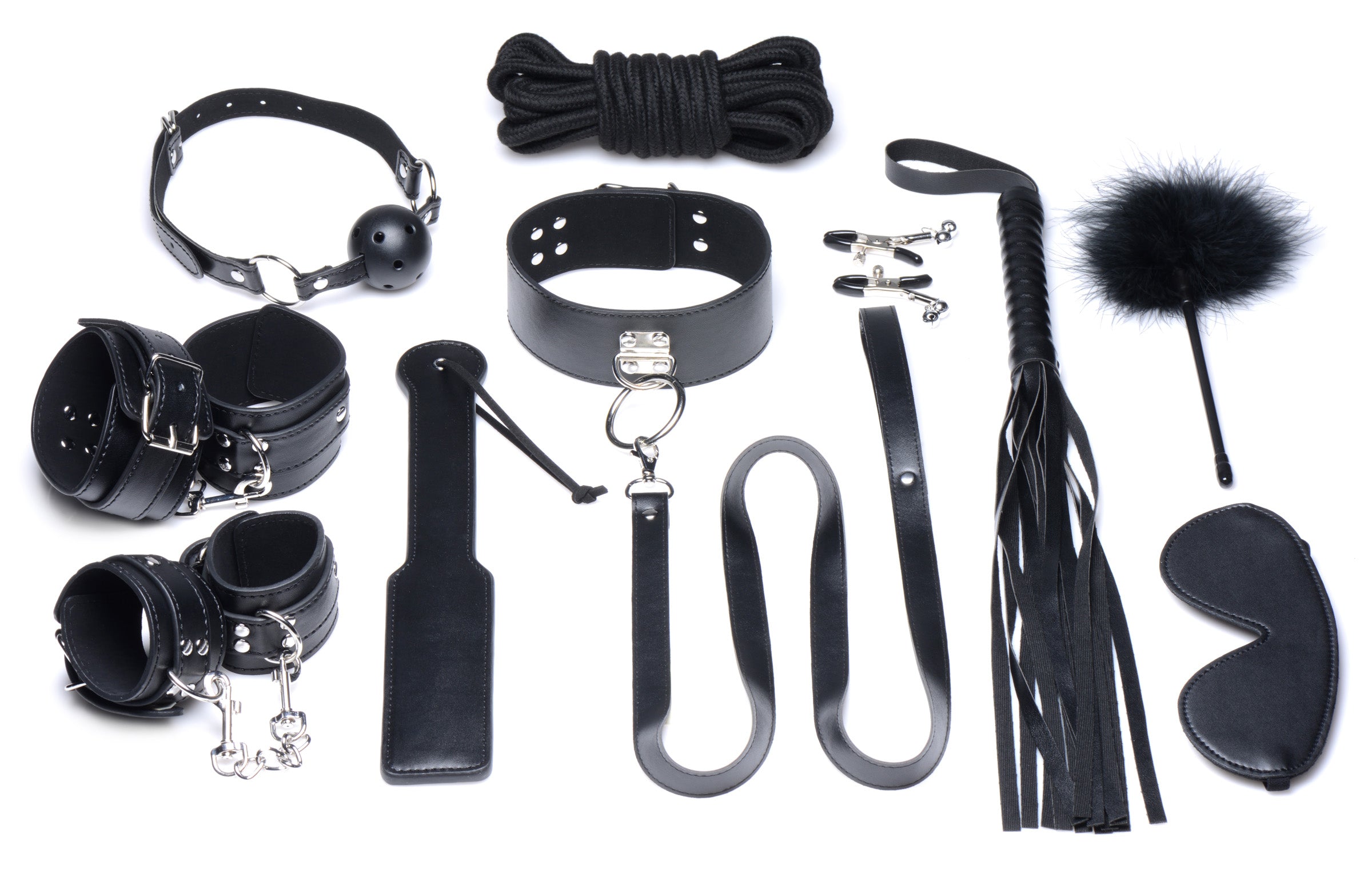 Strict Deluxe 10 Piece Bondage Set Black