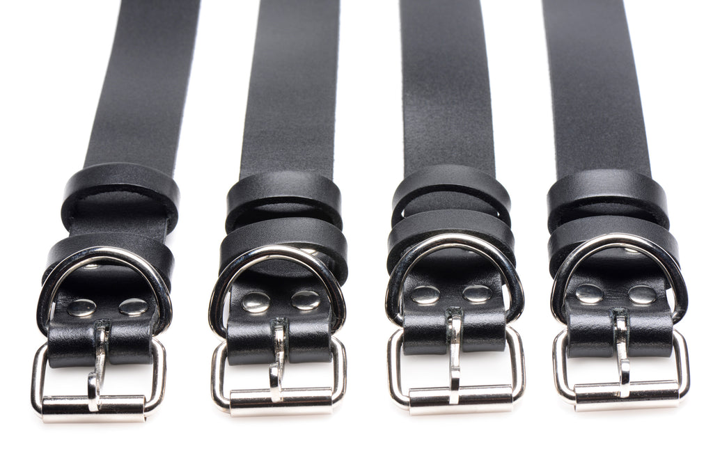 Strict Leather 4 Pack Leather Locking Bondage Straps Black