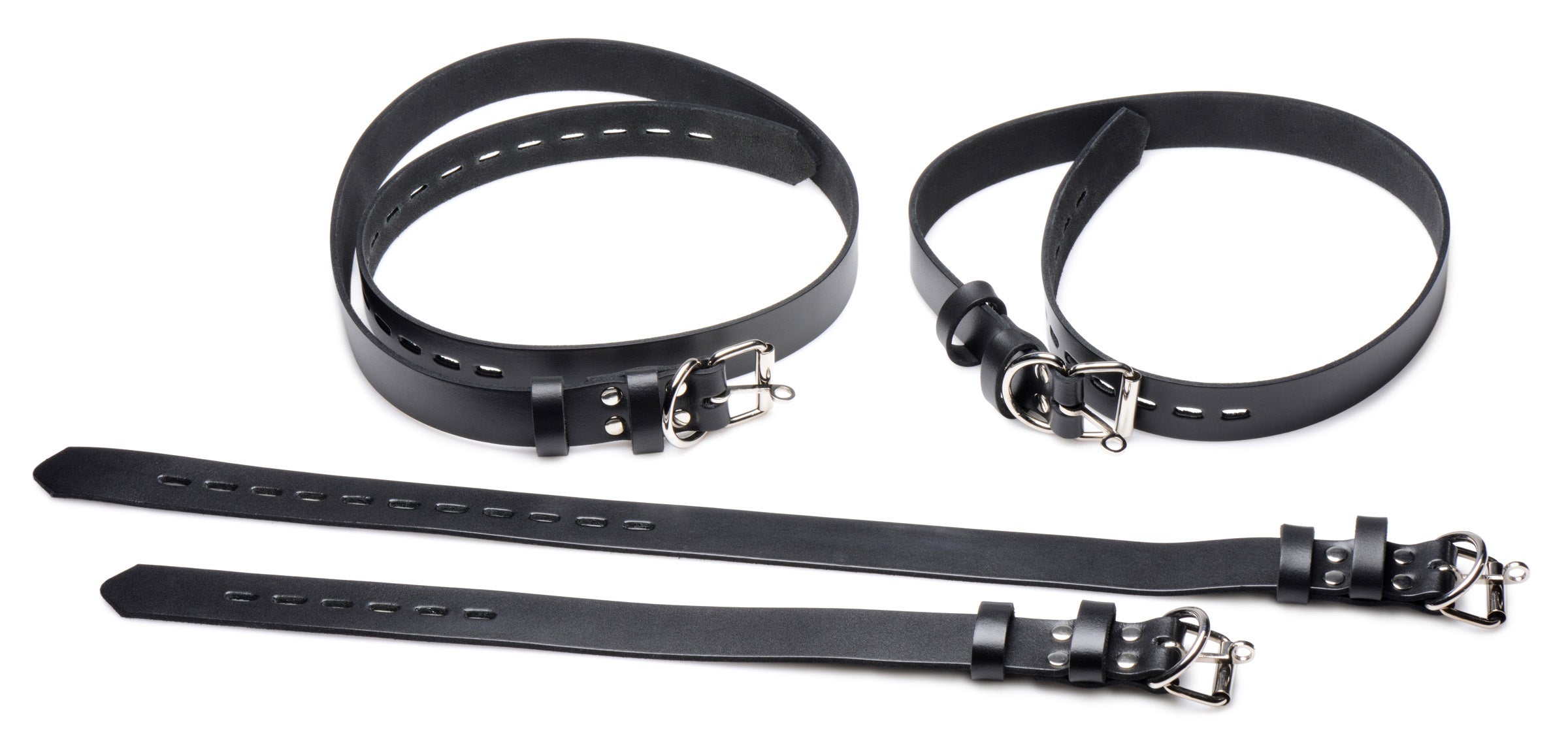 Strict Leather 4 Pack Leather Locking Bondage Straps Black