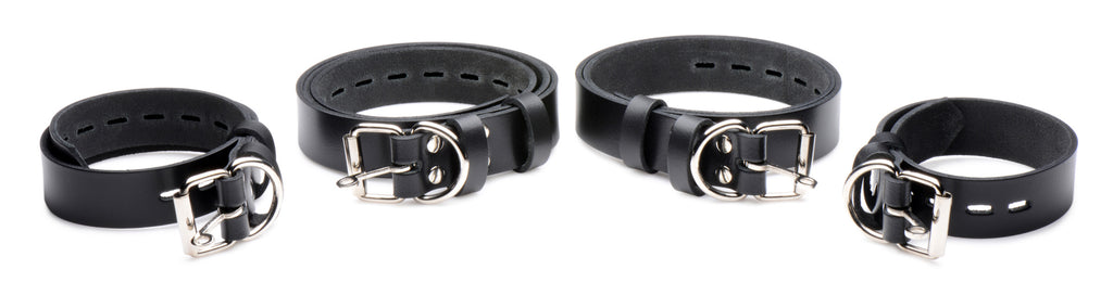 Strict Leather 4 Pack Leather Locking Bondage Straps Black