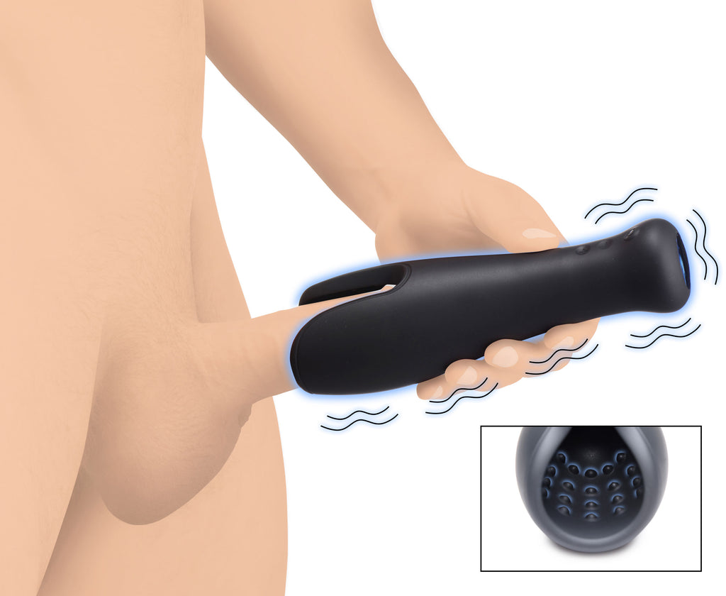 Trinity Men 10X Vibrating Silicone Stroker Black