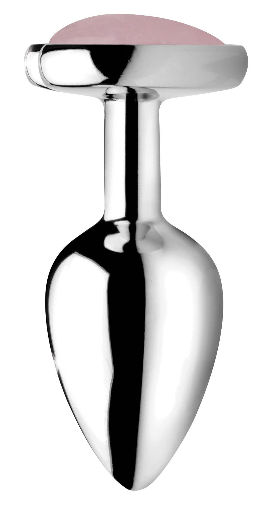 Booty Sparks Authentic Rose Quartz Gemstone Heart Anal Plug - Small Pink