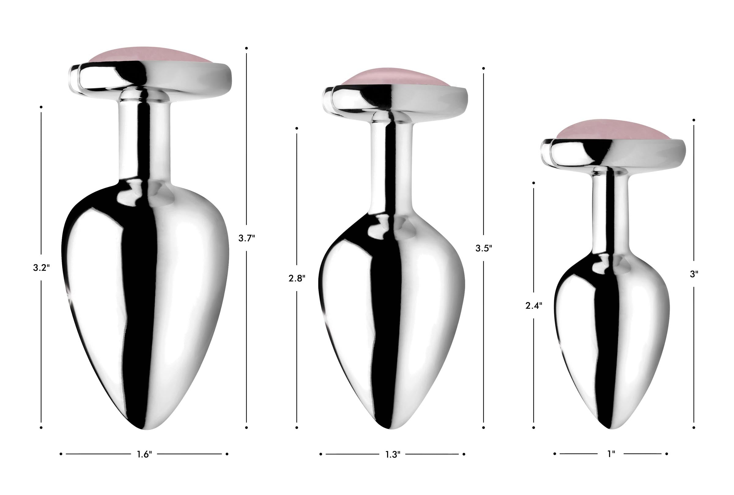 Booty Sparks Authentic Rose Quartz Gemstone Heart Anal Plug - Small Pink