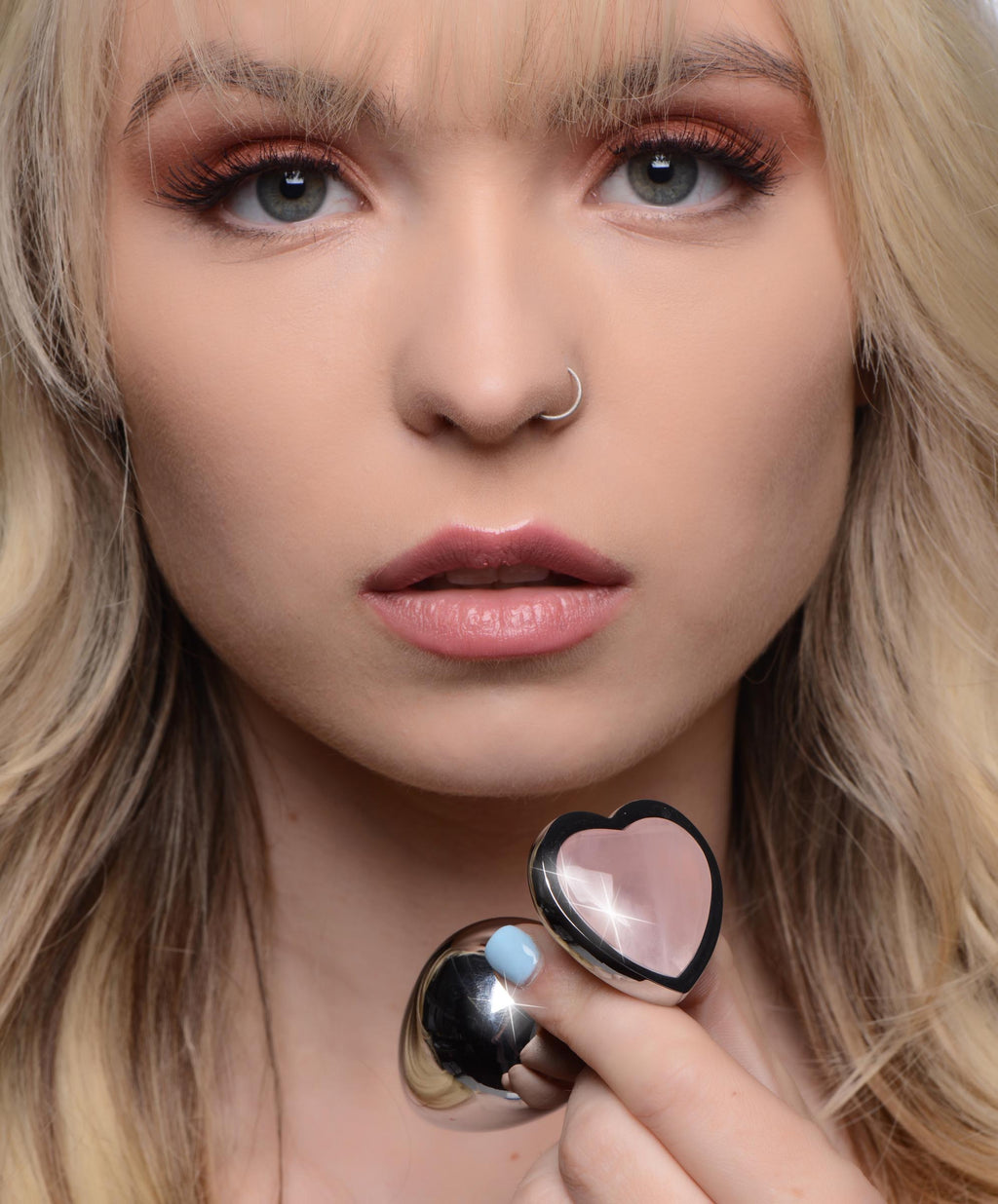 Booty Sparks Authentic Rose Quartz Gemstone Heart Anal Plug - Small Pink