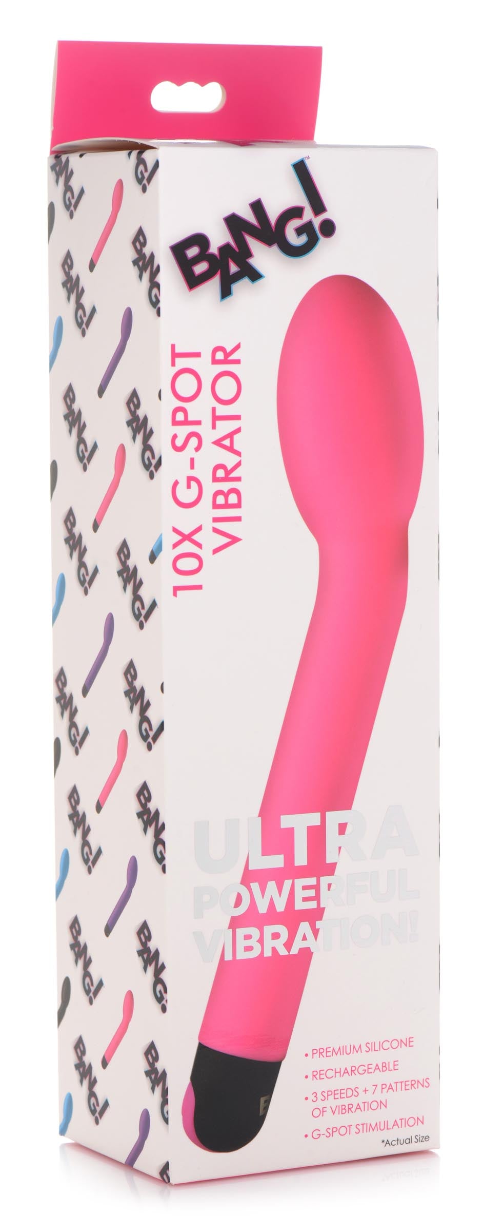 Bang! 10X Silicone G-Spot Vibrator - Black Pink