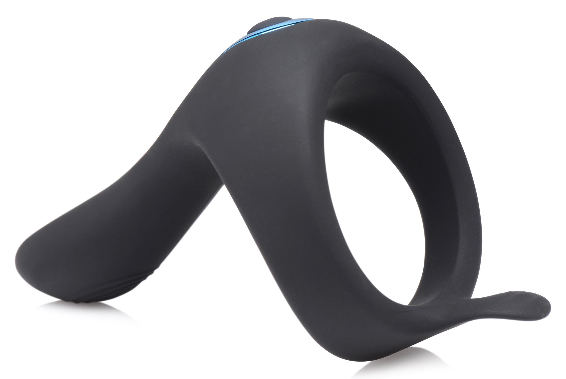 Trinity Men Power Taint 7X Silicone Cock and Ball Ring with Remote Black