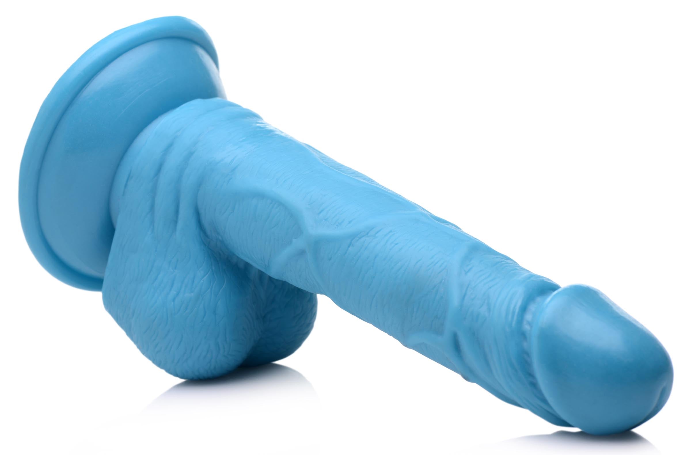 Pop Peckers 6.5 Inch Dildo with Balls - Blue Blue
