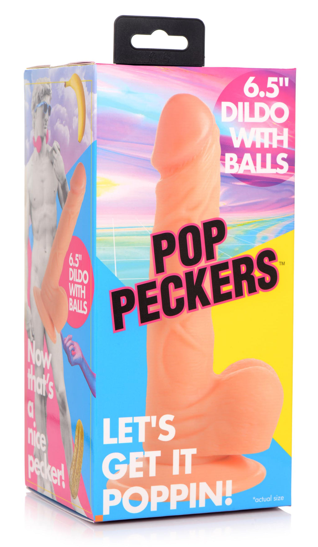 Pop Peckers 6.5 Inch Dildo with Balls - Blue Flesh