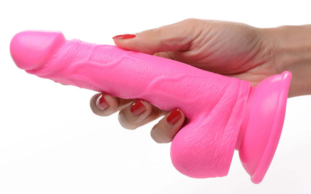 Pop Peckers 6.5 Inch Dildo with Balls - Blue Pink