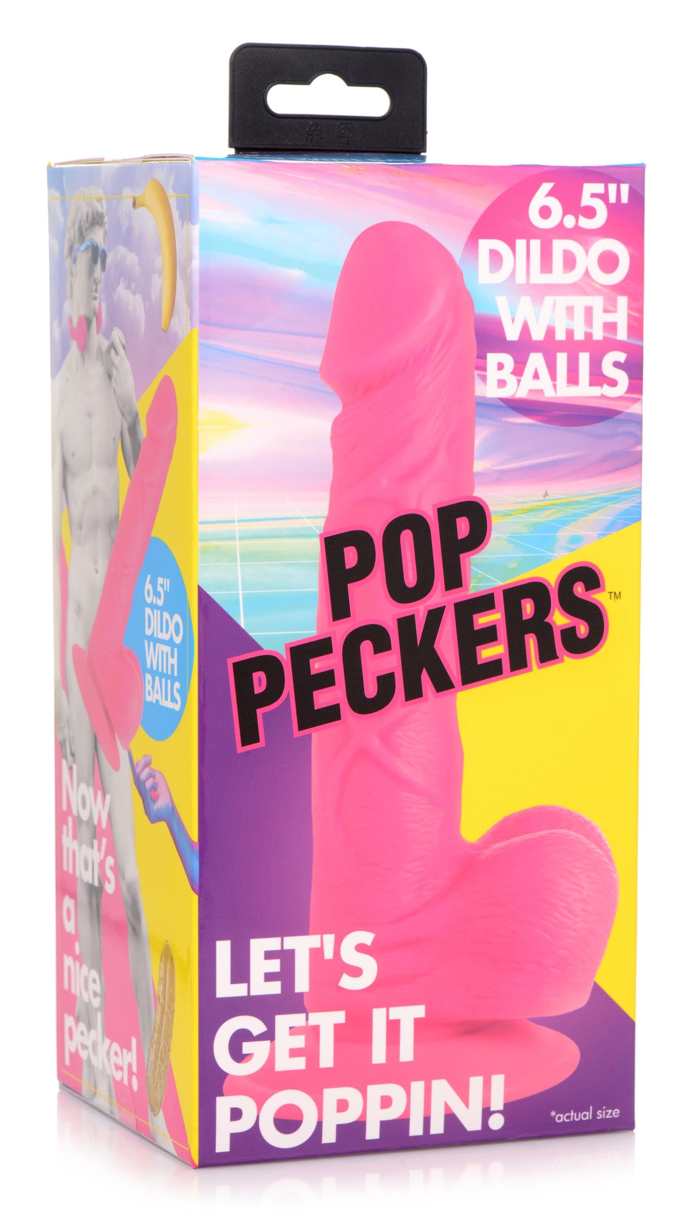 Pop Peckers 6.5 Inch Dildo with Balls - Blue Pink