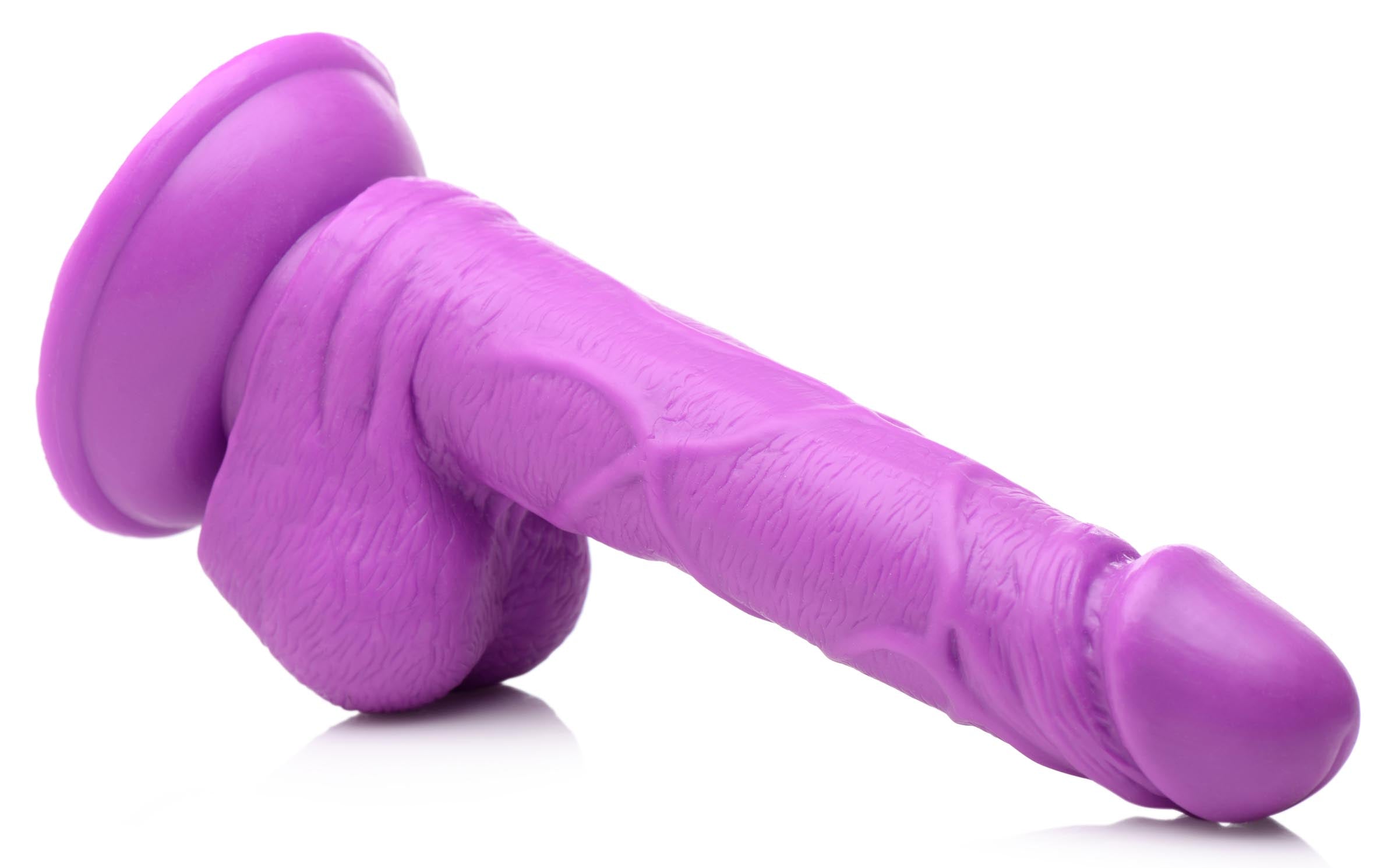Pop Peckers 6.5 Inch Dildo with Balls - Blue Purple
