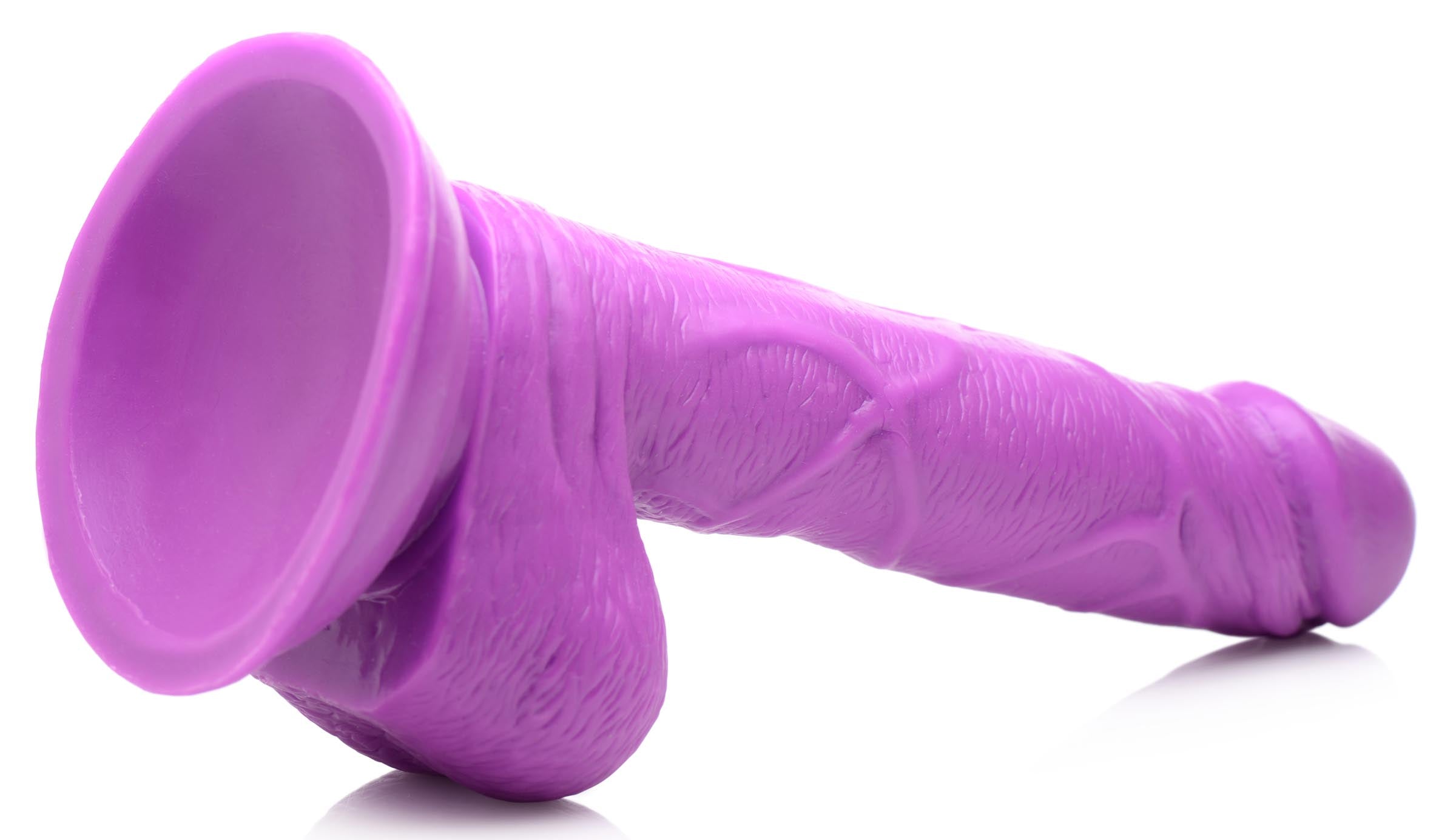 Pop Peckers 6.5 Inch Dildo with Balls - Blue Purple